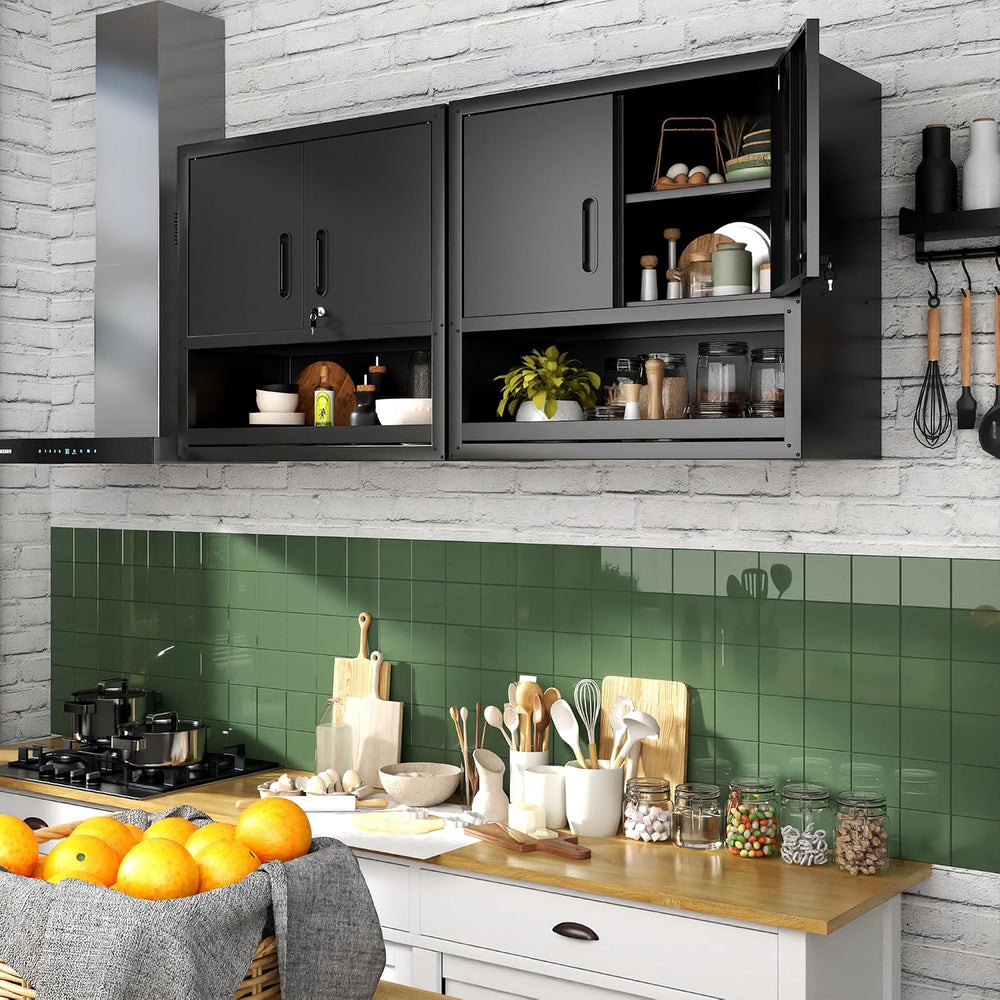 Wall Mounted Metal Storage Cabinet, Garage Hanging Tool Cabinet