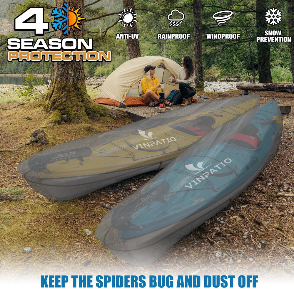 Kayak Cover 10ft 600D Waterproof Heavy Duty, Full Coverage Canoe Cover with U...