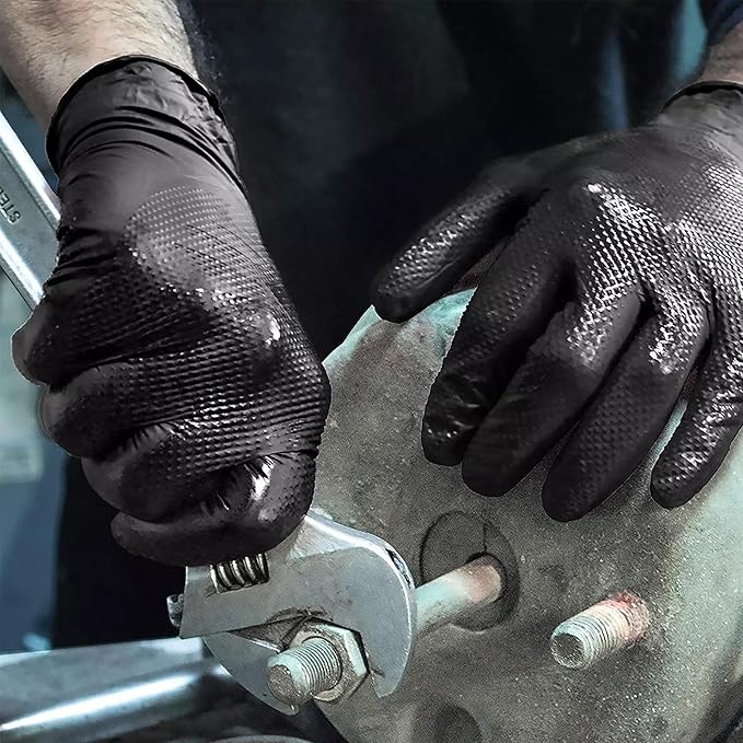 TitanFlex Thor Grip Heavy Duty Black Industrial Nitrile Gloves