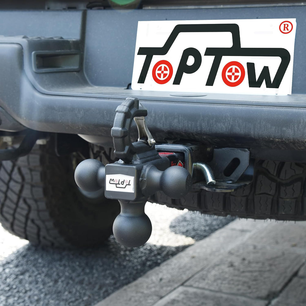 TOPTOW Trailer Hitch Tri-Ball Hitch with Hitch Balls & Beast Tow Hook Mat...