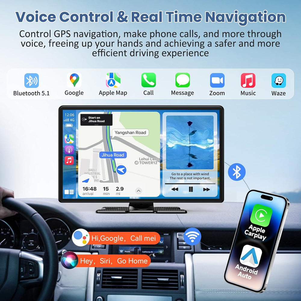 Largest 11.3" Portable Apple Carplay Screen, Wireless Car Play & And...