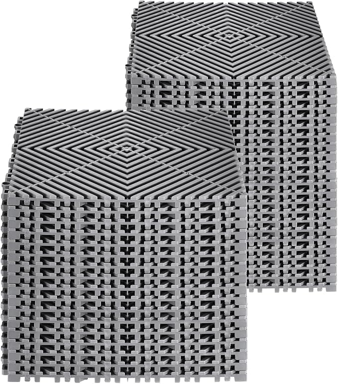 VEVOR Interlocking Drainage Mat, 12” x 12” Modular Interlocking Cushion (40 Pcs)