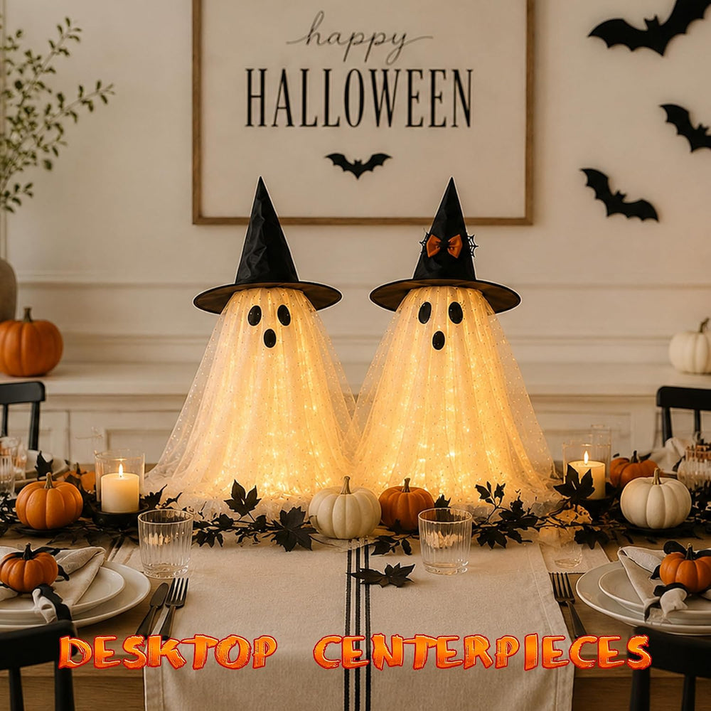 AYGXU 2pcs Halloween Decorations Indoor,Ghost Decor with String Lights Remote...