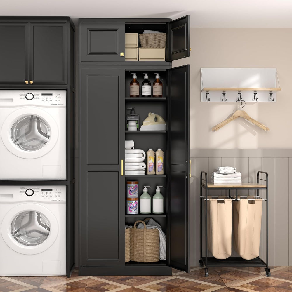 Steeloong 86"Metal Pantry Storage Cabinet with Doors & 4 Adjustable ...