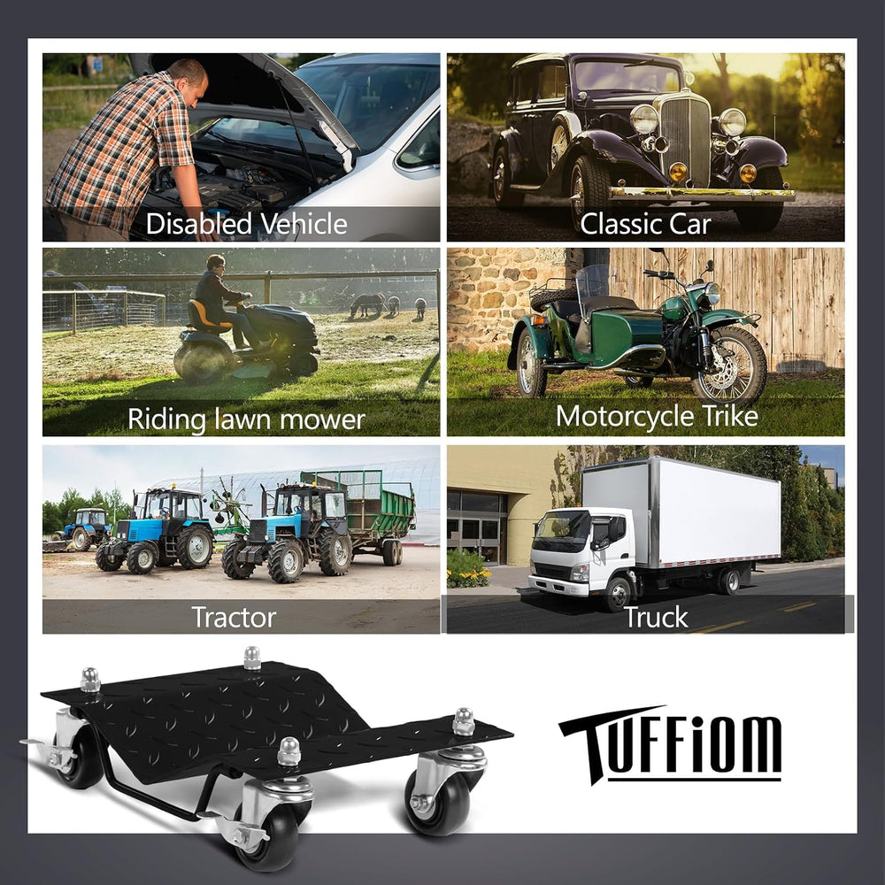 TUFFIOM Car Dolly Set of 4, 6000LBS Capacity Wheel Dollies, Heavy Duty Vehicl...