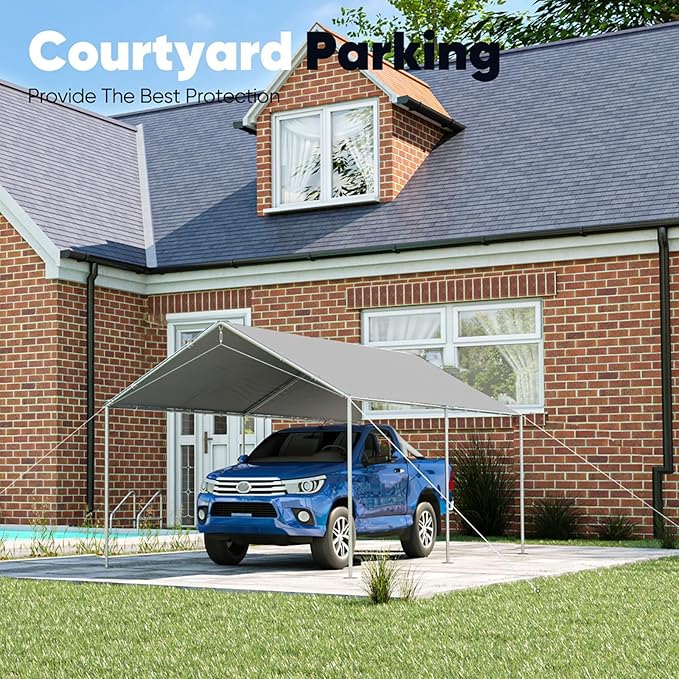 Quictent 10x15 ft Heavy Duty Car Canopy Galvanized Frame Carport Outdoor Party