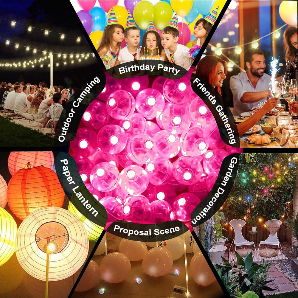 200pcs Pink LED Balloon Light, Mini Tiny Light Round Led Ball Lamp for Paper ...