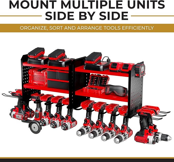 Power Tool Organizer-6 Drill Holder Wall Mount, 3 Tier Heavy-Duty Hand Tool