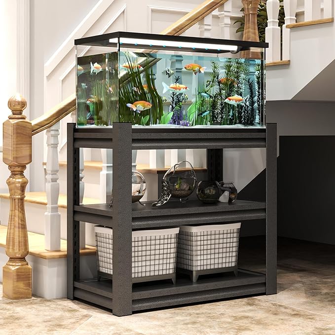 3 Tier Metal Shelving Unit, Aquarium Shelf System, Small Storage Organizer Racks