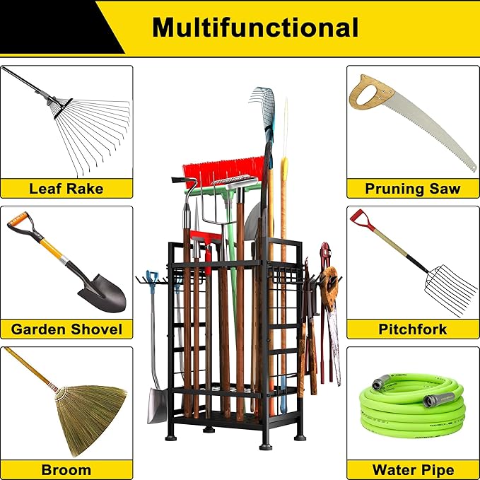 3 Tier Garden Tool Organizer, Garage Storage and Organization, Metal Yard Tools