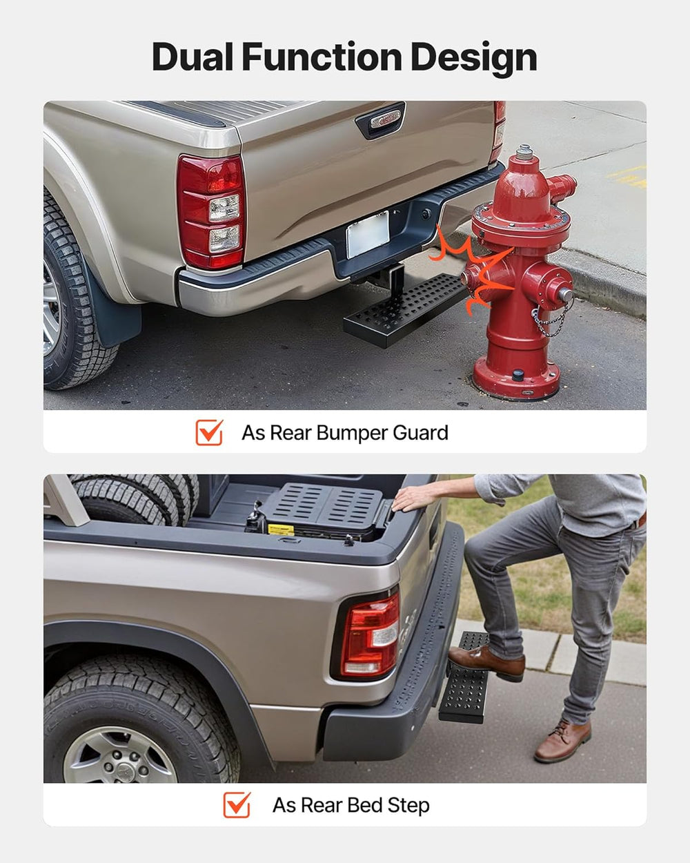 VEVOR Hitch Step for 2 Inch Receiver, Universal Rear Bumper Guard Protector w...
