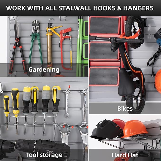 Slatwall Panel Garage Organizer Heavy Duty Wall Mounted, PVC Slat Panels Home