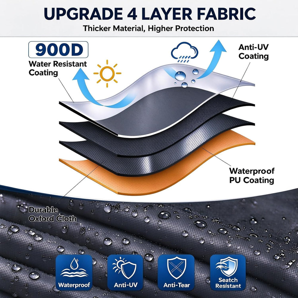 Pontoon Boat Cover 18'6''-20'1'', Heavy Duty 900D Mar...