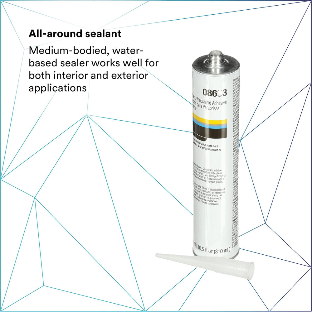 3M Auto Glass Urethane Windshield Adhesive, 08693, Medium Viscosity, High-Str...