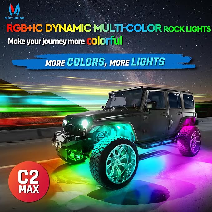 MICTUNING C2 Max RGB+IC Chasing Color LED Rock Lights (12 Pods)