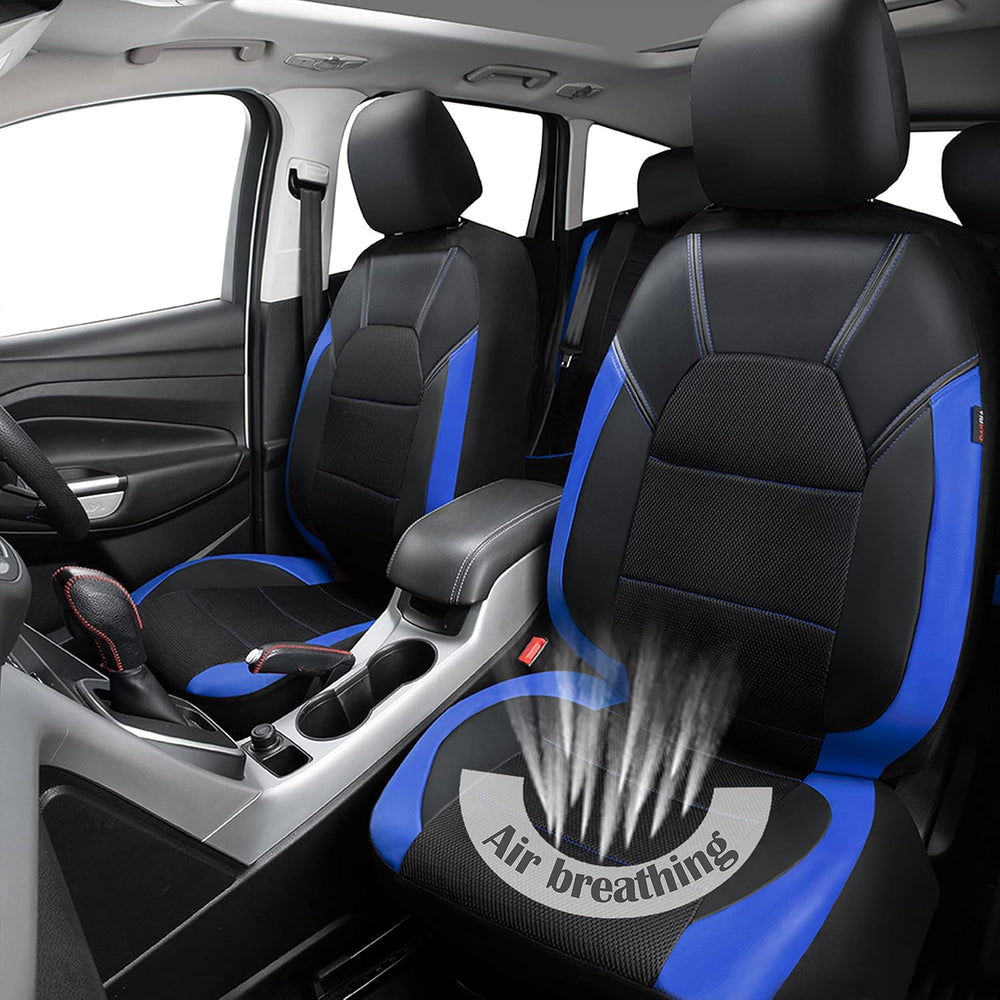 CAR PASS Leather Car Seat Covers Front Seats Only, with Air Mesh Front Seat C...