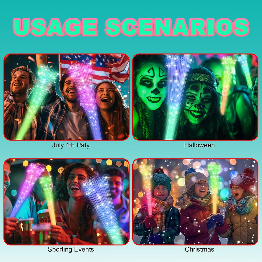100 PCS Fiber Optic Wand,Glow Fiber Optic Wands,Glow in the Dark Party,Glow W...