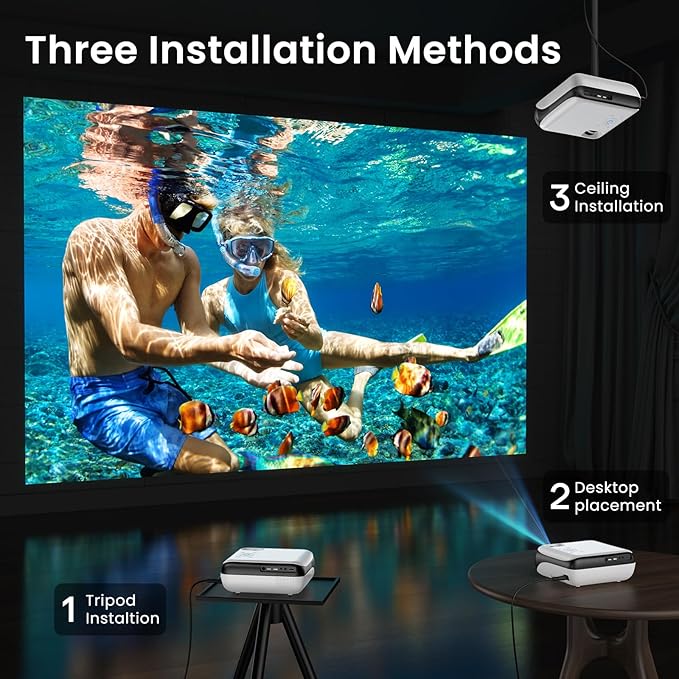 HAPPRUN Native 1080P Bluetooth Projector, Full HD Portable Outdoor Movie