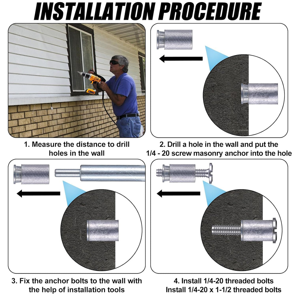MorningRo 98 Piece Kit - Hurricane Shutter Hardware Hurricane Sidewalk Bolt K...
