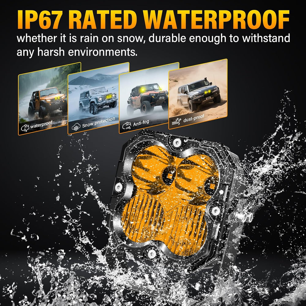 Willpower 4 inch 30W LED Light Bar with DT Wiring,Amber Spot Flood Beam Off R...