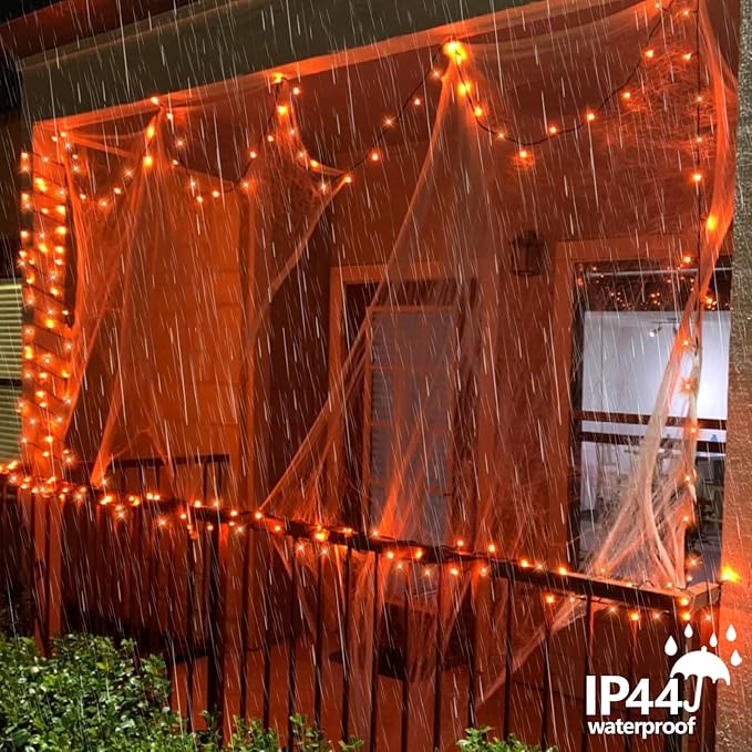 YEGUO 165ft 500 LED Halloween Lights Outdoor Waterproof, 8 Modes Orange Strin...