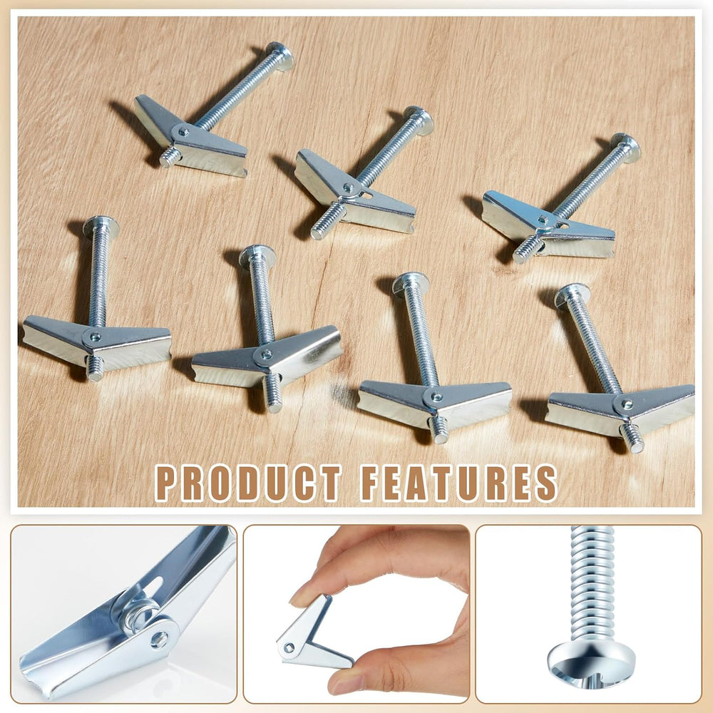Yaocom 100 Pcs 1/4" X 3" Toggle Bolts and Wing Nut Wall Anchor for ...