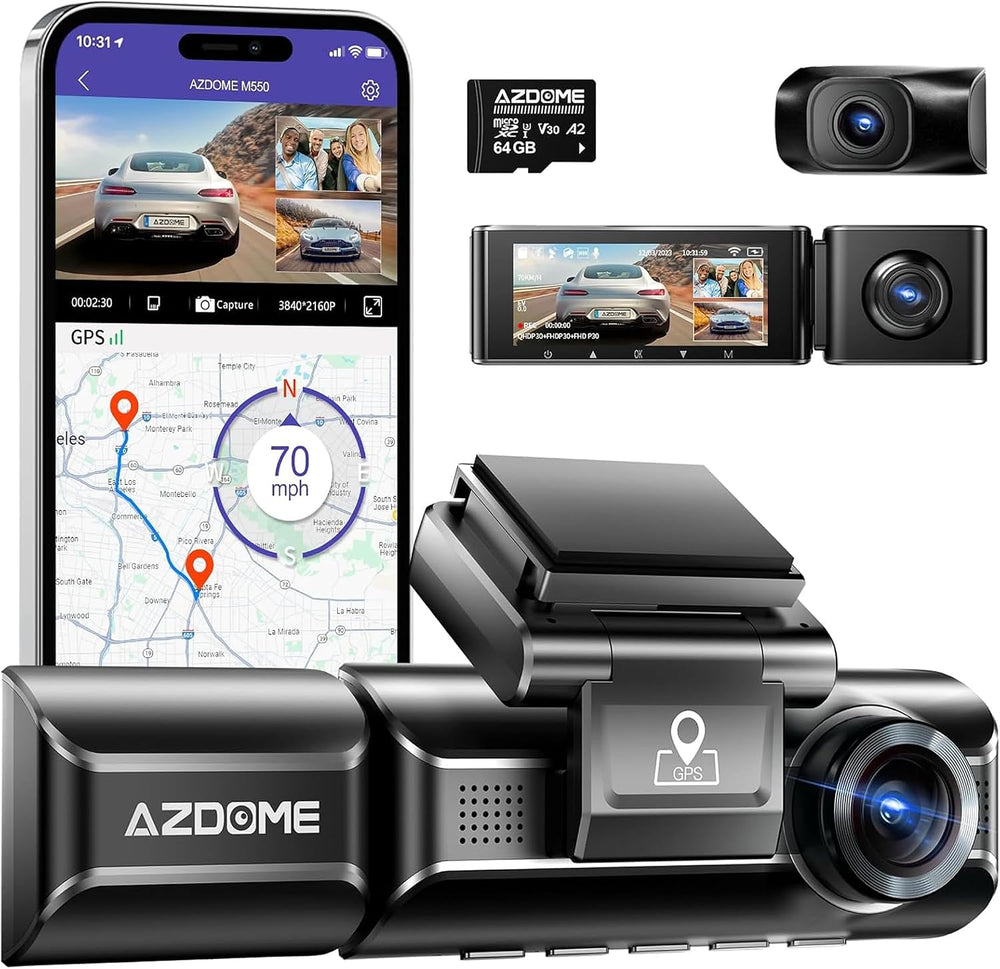 AZDOME M550 3CH Dash Cam 4K - 3.19" Screen IR Night Vision - 24H Parking...