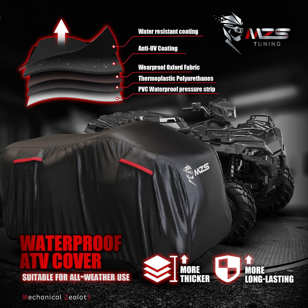 MZS ATV Cover Waterproof Outdoor, 76" 4 Wheeler Cover Storage, Quad Cove...