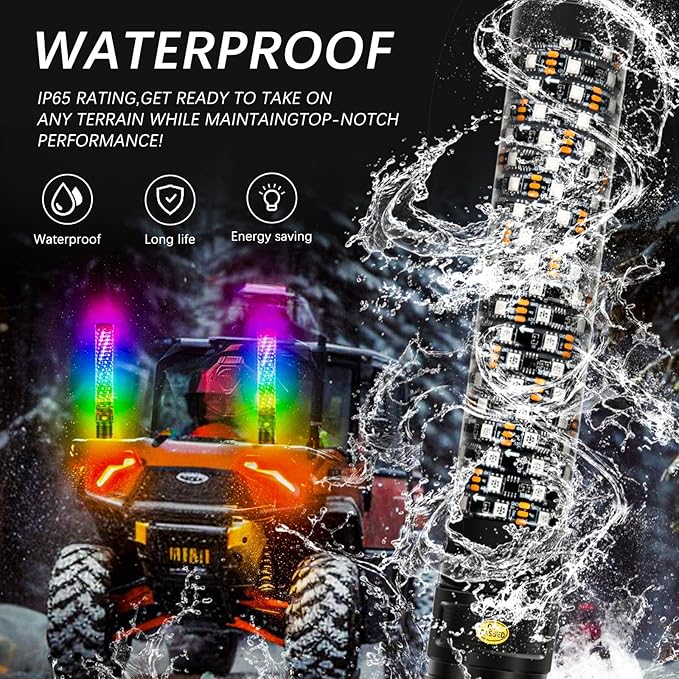 DREAMIZER 2PCS 1FT Fat Spiral Led Whip Lights