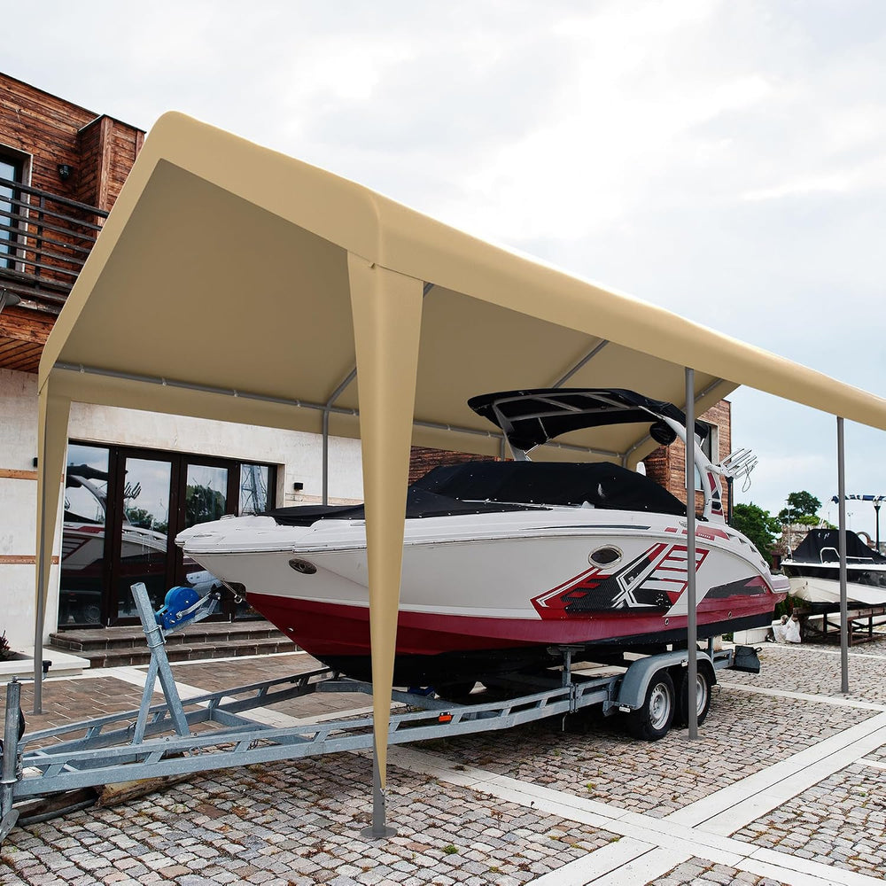 10x20 Carport with Roll-up Windows,Portable Garage Canopy for Truck Boat