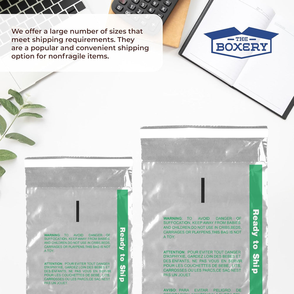 The Boxery 5x10'' Self Seal Clear 1.5Mil Poly Bags with Suffocation W...