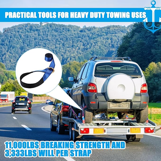 8Pack 2'' X 8ft Tow Truck Straps Lasso Wheel Lift Straps Lasso Tow Strap