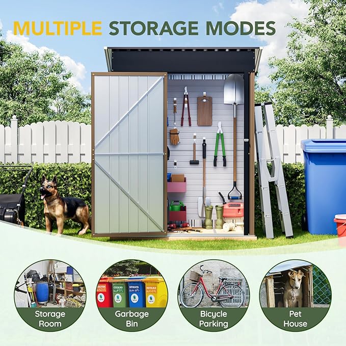 Breezz 5x3FT Vertical Outdoor Steel Storage Shed