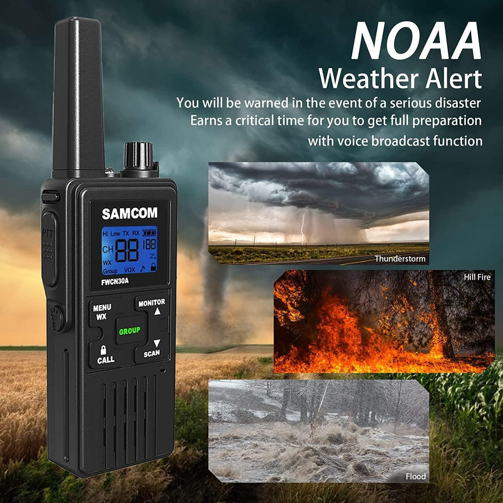4 Long Range Walkie Talkies Rechargeable for Adults SAMCOM NOAA 2 Way Radios ...