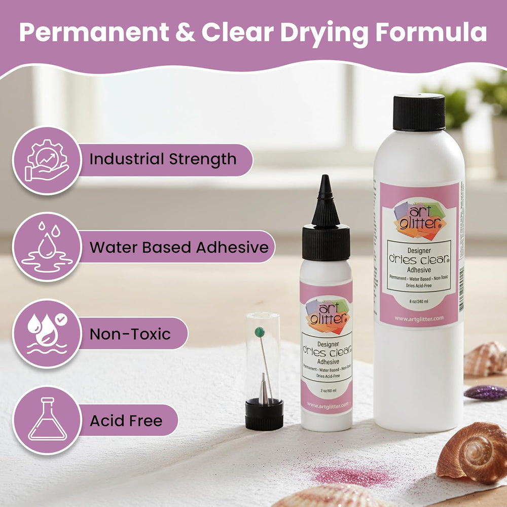 Art Institute Glitter Dries Clear Glue Kit, 8oz & 2oz with Metal Tip &amp...
