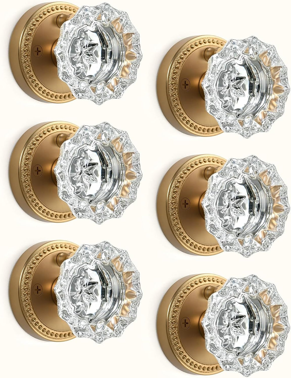 Asidrama 6 Pack Champagne Bronze Privacy Crystal Door Knobs