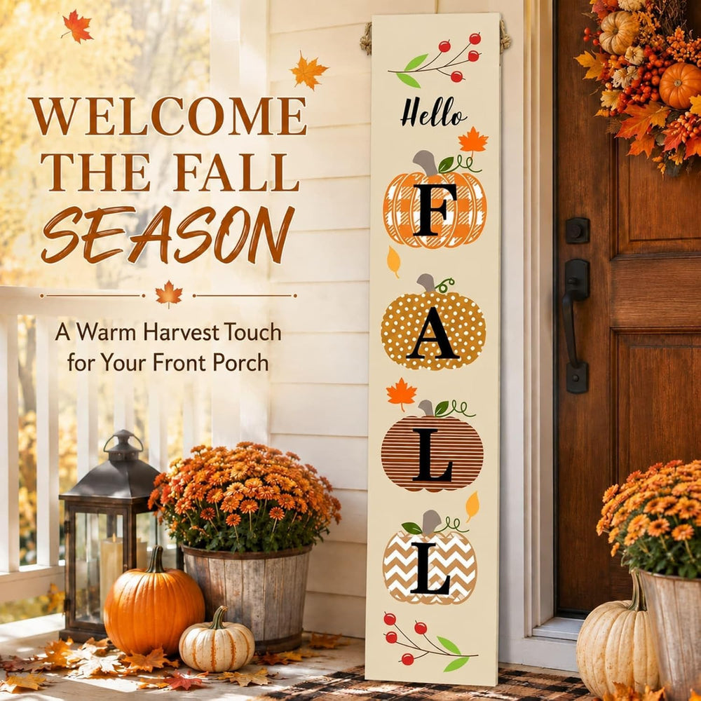 One-Piece Reversible Fall Halloween Porch Sign, Outdoor Decor