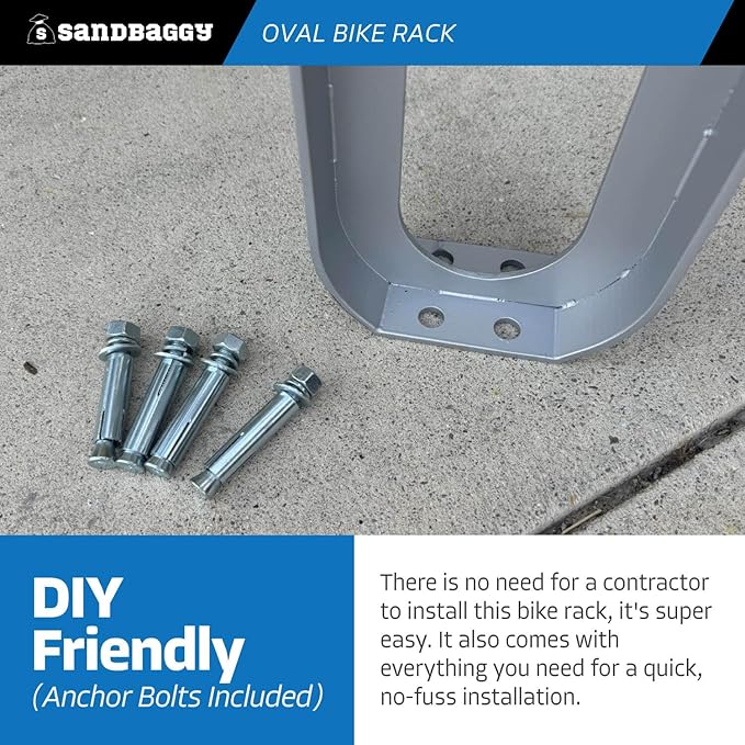 Sandbaggy Modern Commercial Bike Rack | 6.5” x 3” x 35” Oval Design | In-Ground