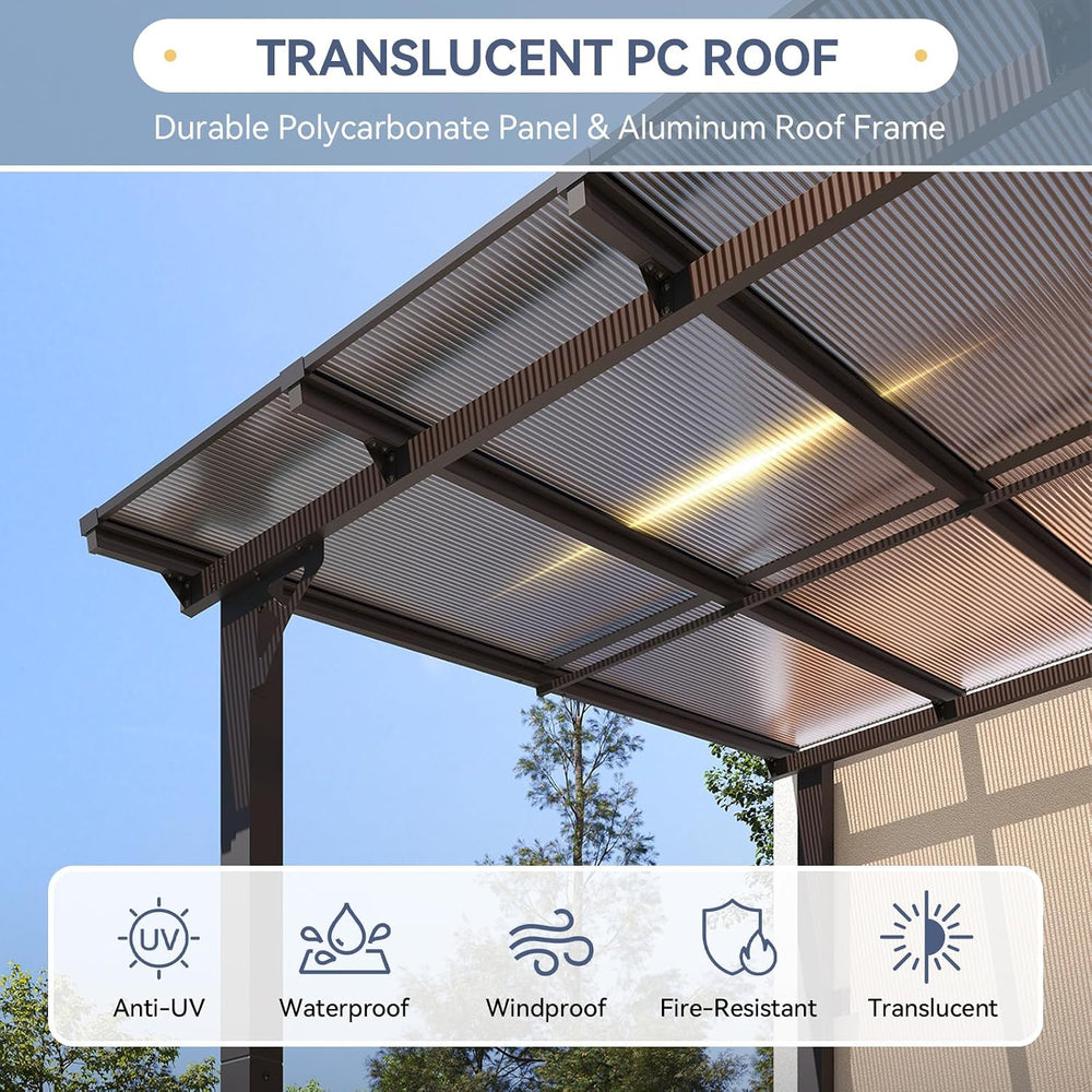10' X 20' Lean to Gazebo Pergola, Metal Outdoor Gazebos