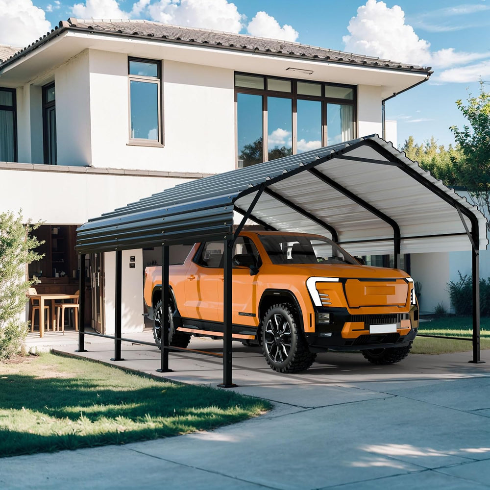Shintenchi 12x15 FT Metal Carport, Oversized Carport Garage with Enhanced Bas...