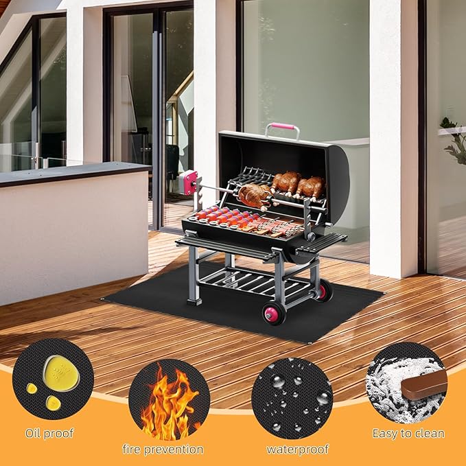 Under Grill Mat for Outdoor Grilling, 60 x 48 inches Double-Sided Fireproof