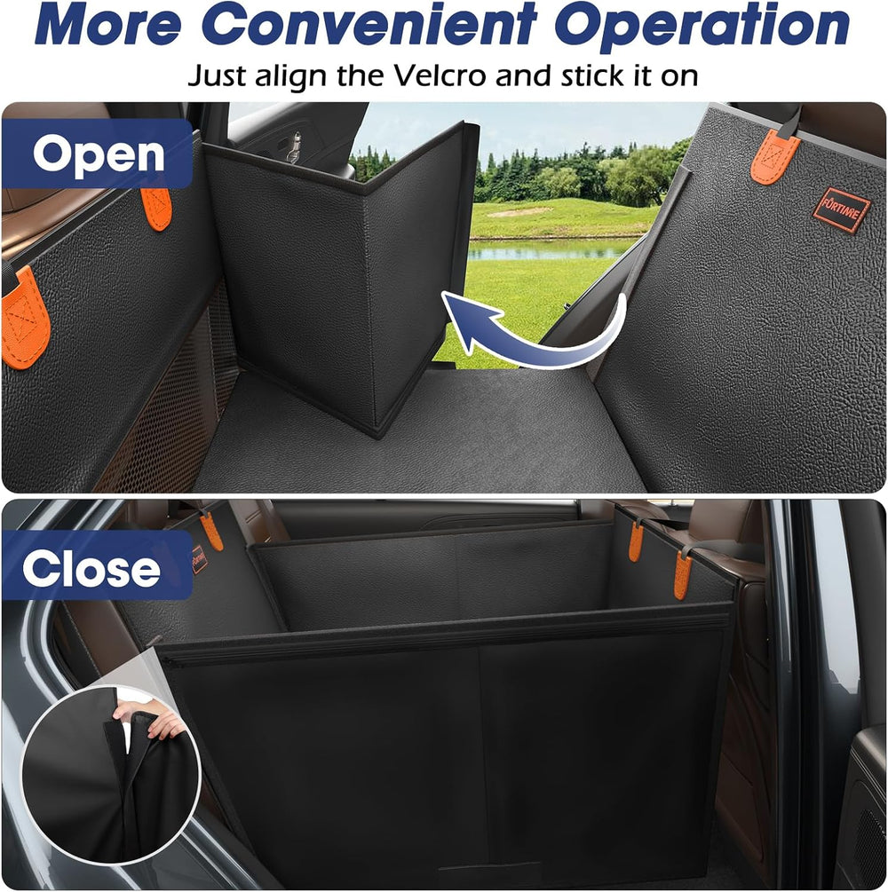 FURTIME Large Dog Car Seat, Upgraded PU Leather Back Seat Extender with Hard ...