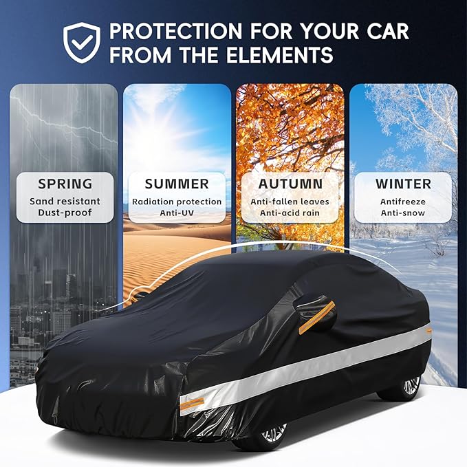 10 Layers Car Cover Custom Fit for Honda Accord, Waterproof All Weather for