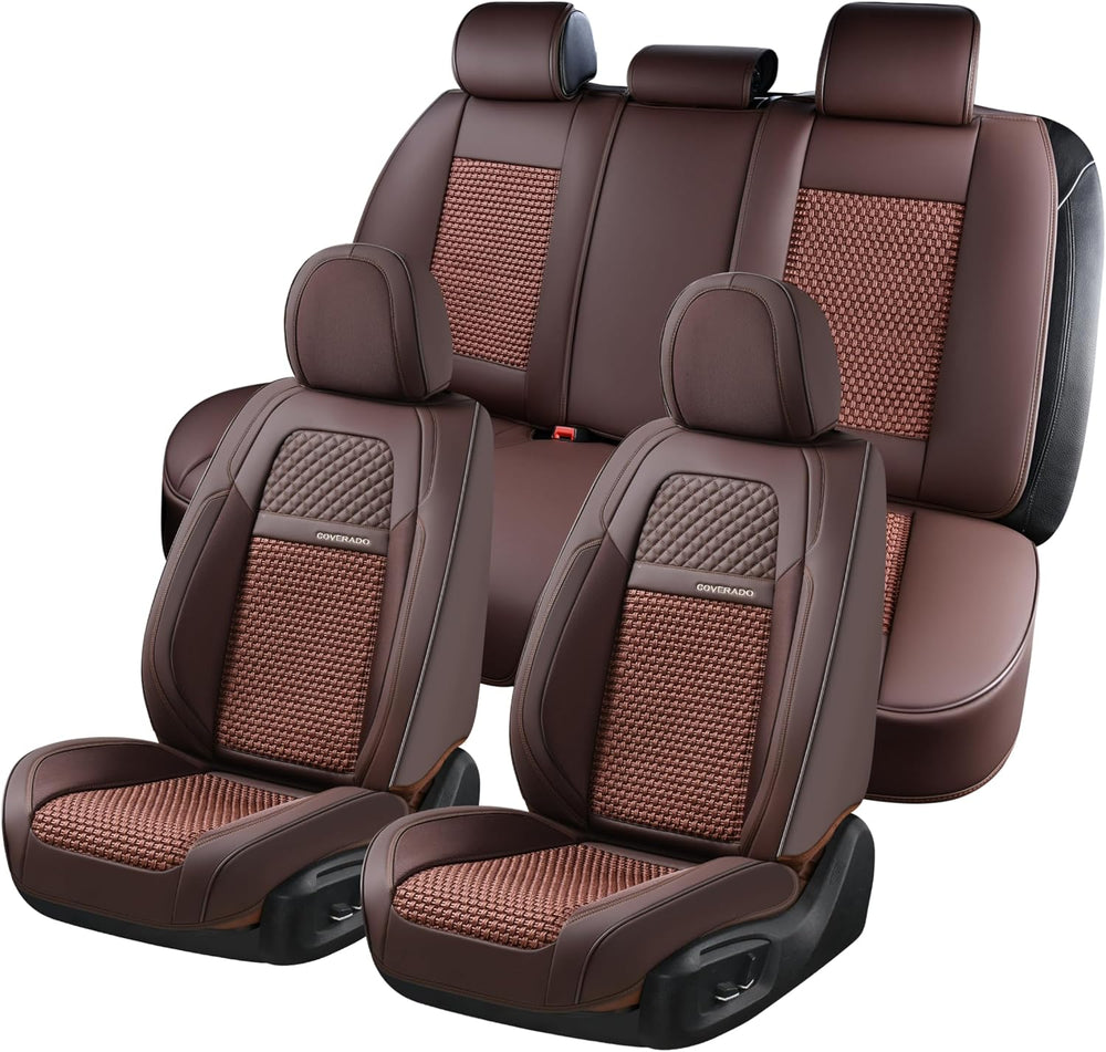 Coverado Leather Seat Cover Front, Universal Covers for Cars, Waterproof Luxu...