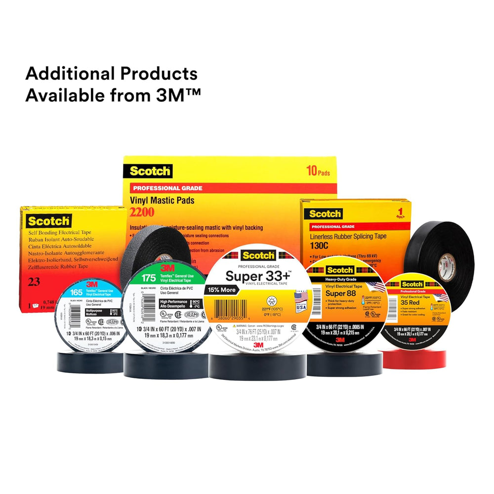 3M Scotch Electrical Tape Super 88, 3/4 in x 66 ft, Black, 10 Rolls