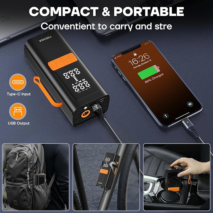 Tire Inflator Portable Air Compressor, 150PSI&12V DC Air Pump