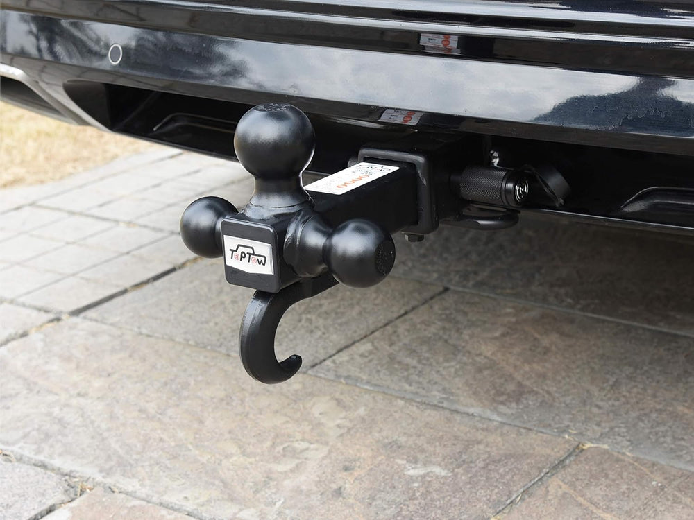 TOPTOW 64181 Trailer Receiver Hitch Tri Ball Mount with Hook Black Balls Fits...