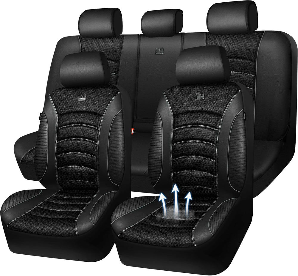 CAR PASS Comfortable 3D Foam Mesh Leather Car Seat Covers Full Sets, Air Cool...