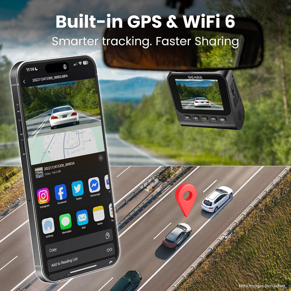 GEARit 4K Dash Cam Front and Rear, Car Dash Camera with GPS Night Vision