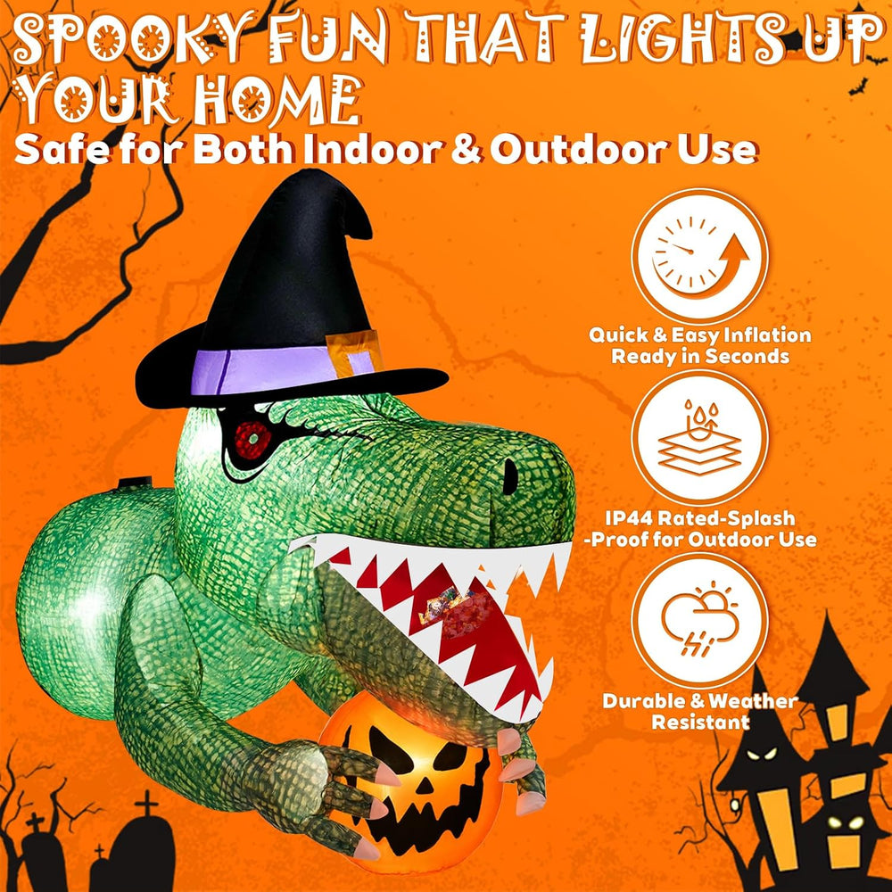 4 Ft Animated Trunk or Treat Car Inflatable Dinosaur,Halloween Trunk or Treat...